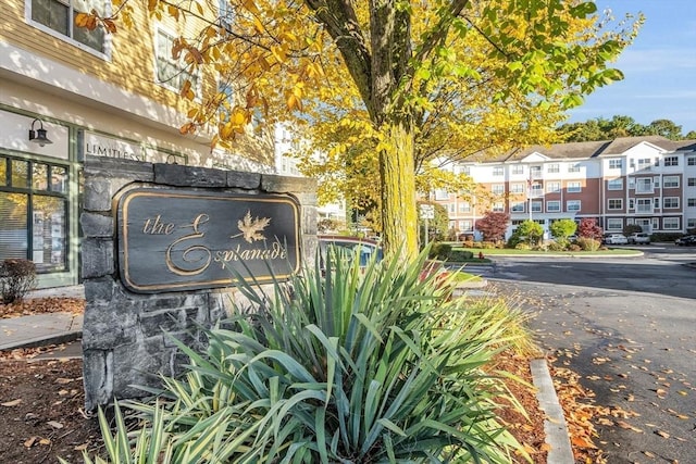 view of community sign