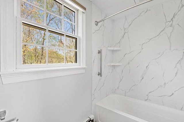 bathroom featuring a combined bath / shower with marble appearance