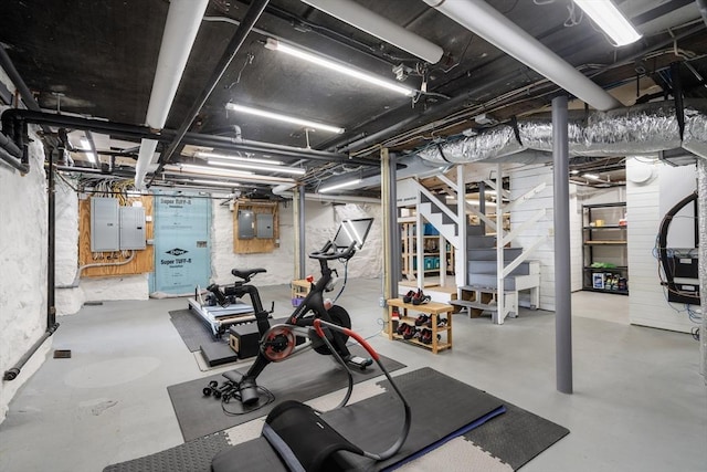 exercise room with electric panel