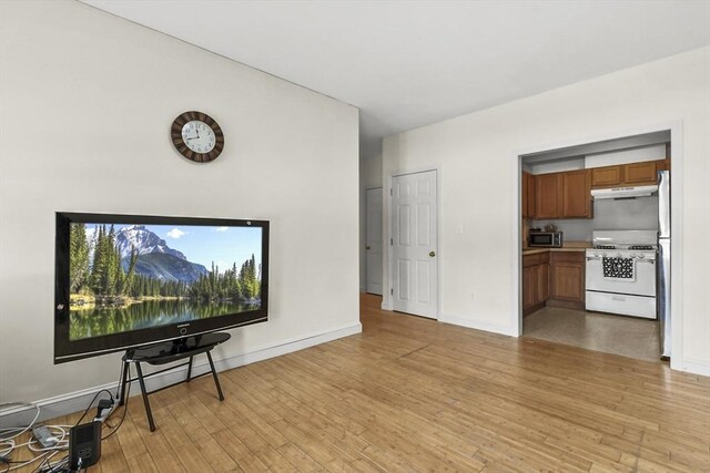 living area with baseboards and light wood-style floors