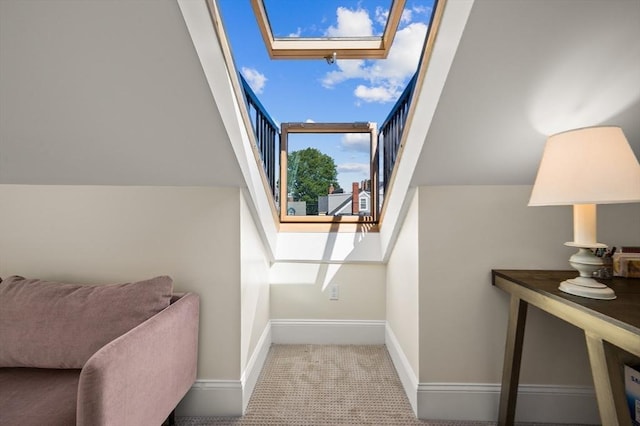 additional living space with lofted ceiling with skylight