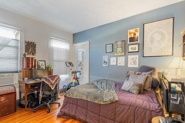 bedroom with wood-type flooring