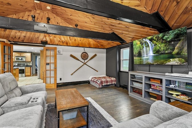 93 Lincoln Ave, Ashburnham, MA 01430 - living area with light wood finished floors, lofted ceiling, and wood ceiling