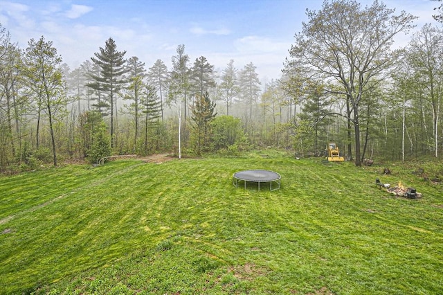 93 Lincoln Ave, Ashburnham, MA 01430 - view of green lawn with a trampoline and an outdoor fire pit