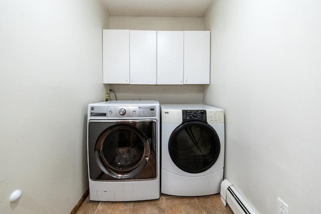 21 Birch Ln, Northampton, MA 01062 - laundry area with cabinet space, separate washer and dryer, and a baseboard heating unit