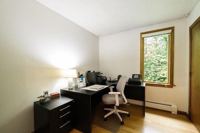 21 Birch Ln, Northampton, MA 01062 - home office featuring light wood-type flooring, baseboard heating, and lofted ceiling
