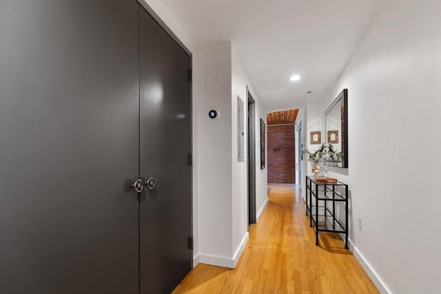 121-123 Beach St Unit 603, Boston, MA 02111 - hall with light wood-type flooring, baseboards, and recessed lighting