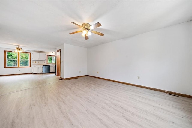 32-34 Lawn St, Attleboro, MA 02703 - unfurnished living room with a ceiling fan, light wood-type flooring, and baseboards