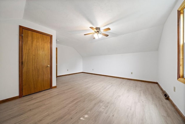 32-34 Lawn St, Attleboro, MA 02703 - additional living space featuring lofted ceiling, light wood-style floors, a ceiling fan, and baseboards