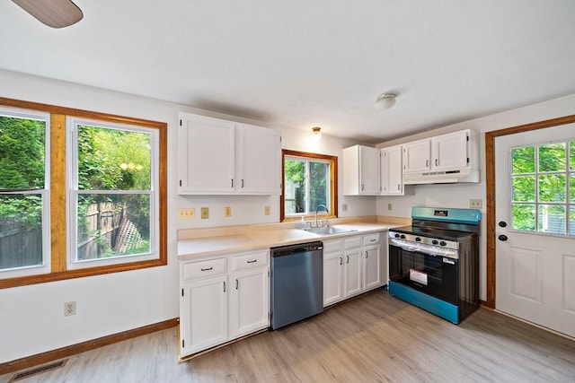 32-34 Lawn St, Attleboro, MA 02703 - kitchen with appliances with stainless steel finishes, a sink, under cabinet range hood, and plenty of natural light