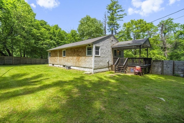 255 State St, Belchertown, MA 01007 - rear view of property with a wooden deck and a fenced backyard