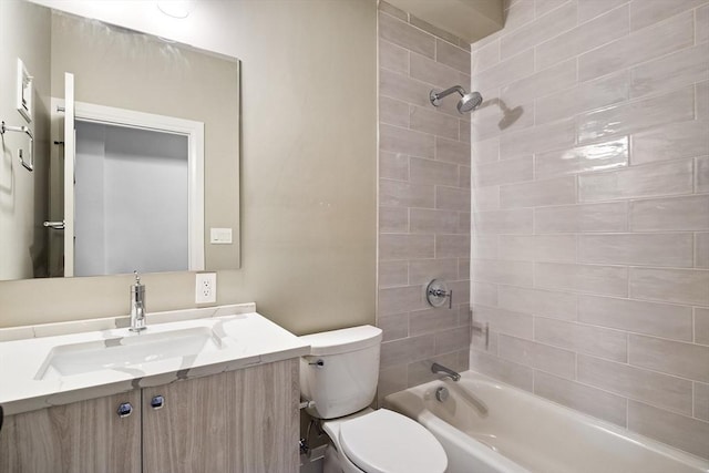 full bathroom with vanity, toilet, and bathing tub / shower combination