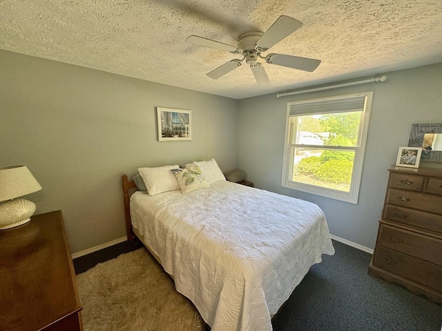 39 Pine Grove Rd, Yarmouth, MA 02664 - bedroom with carpet flooring, baseboards, a textured ceiling, and ceiling fan