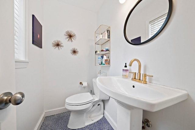 16 Chandler Dr, Marshfield, MA 02050 - half bath with baseboards, toilet, and tile patterned flooring