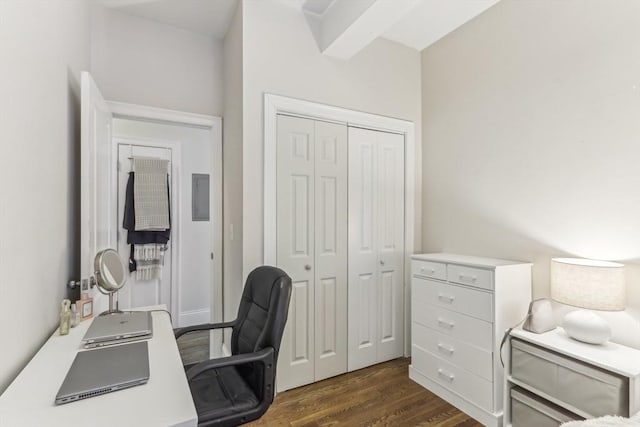 200 W 8th St Unit 1, Boston, MA 02127 - home office with dark wood-style floors and electric panel