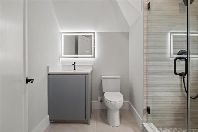 116 Thorndike Rd, Brookline, MA 02446 - full bathroom featuring vanity, a stall shower, and tile patterned flooring