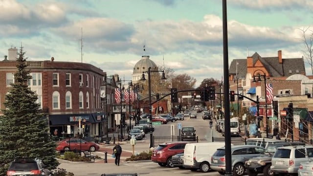45 Leonard St, Dedham, MA 02026 - view of asphalt street with street lighting, traffic lights, and sidewalks