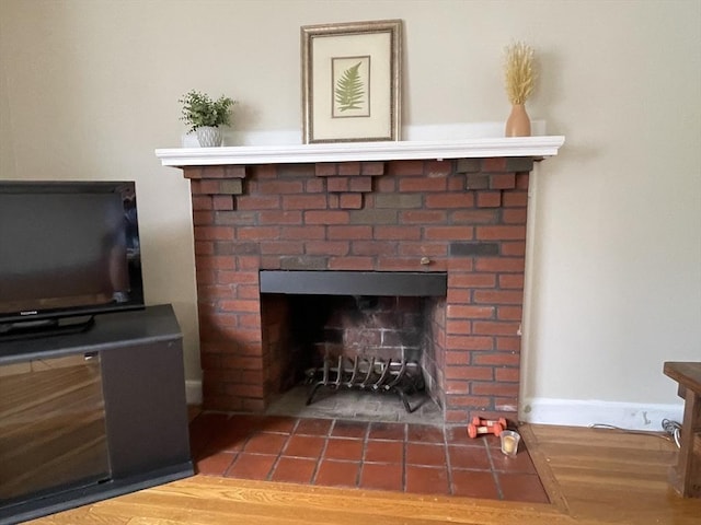 45 Leonard St, Dedham, MA 02026 - detailed view of a brick fireplace
