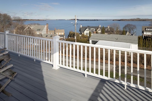 deck with a water view