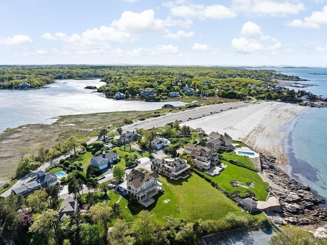 aerial perspective of suburban area featuring a large body of water