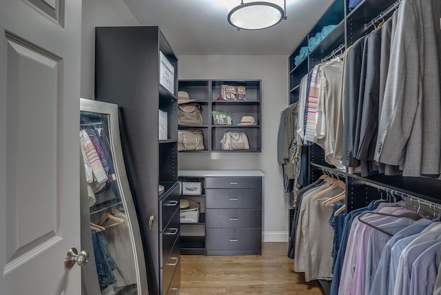 walk in closet featuring light hardwood / wood-style floors