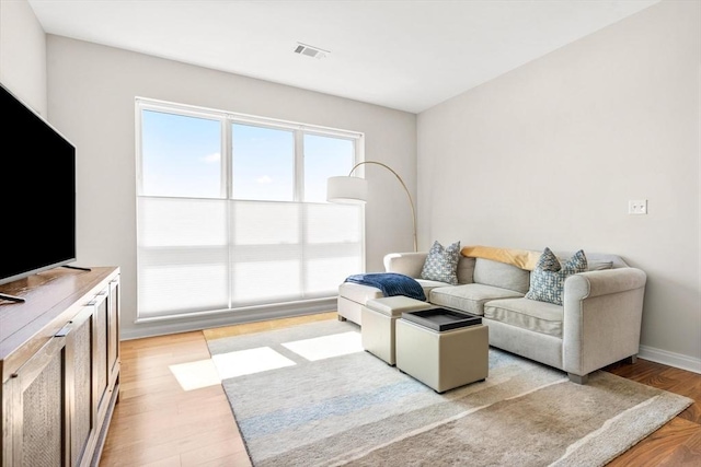 living room featuring light hardwood / wood-style floors