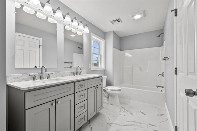 218 Tuttle St, Fall River, MA 02724 - full bath with double vanity, shower / washtub combination, and marble finish flooring