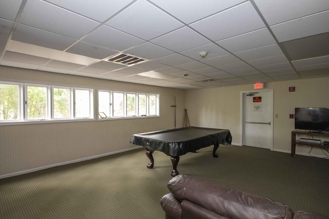 120 Fisherville Rd Unit 121, Concord, NH 03303 - playroom featuring billiards, carpet flooring, a paneled ceiling, and baseboards