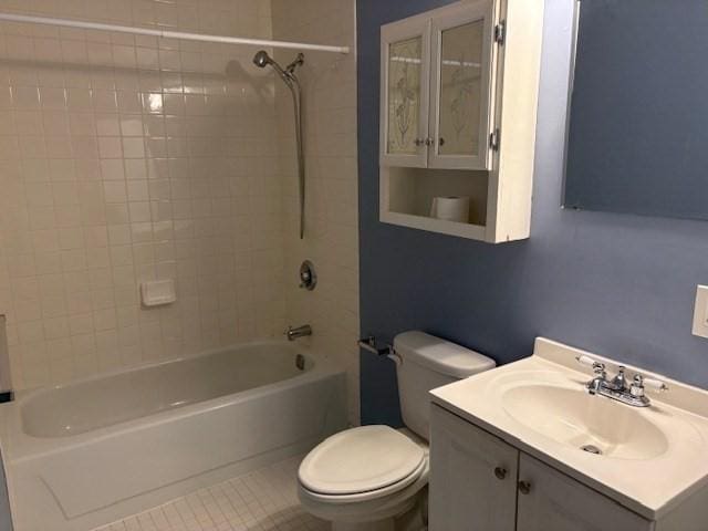 120 Fisherville Rd Unit 121, Concord, NH 03303 - bathroom with toilet, vanity, washtub / shower combination, and tile patterned floors