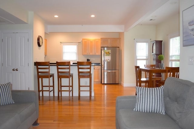 23 Beech St Unit 2, Framingham, MA 01702 - living area with light wood-style flooring and recessed lighting