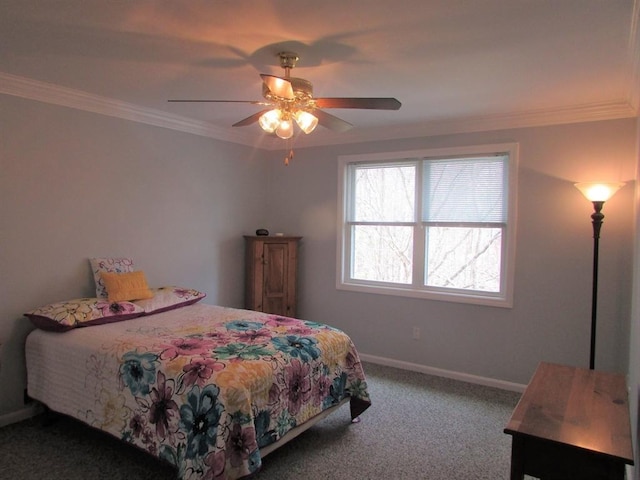 101 S Ave Unit 202, Attleboro, MA 02703 - carpeted bedroom with baseboards, crown molding, and a ceiling fan