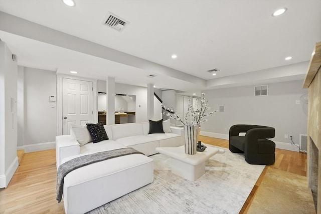 living room featuring light hardwood / wood-style floors