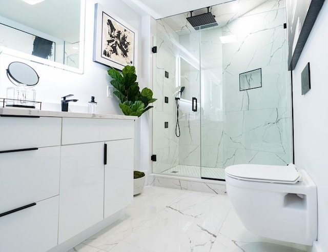 567 Park St Unit 1And B, Boston, MA 02124 - full bathroom featuring a marble finish shower, marble tiled flooring, toilet, and vanity