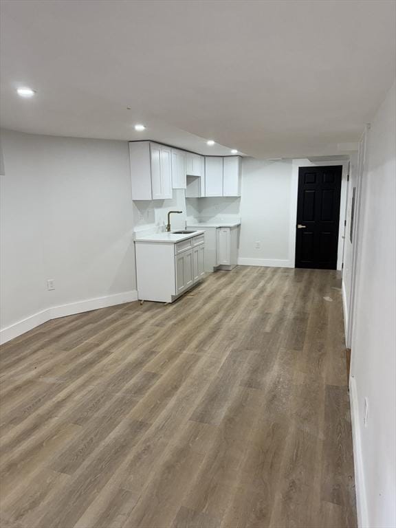 567 Park St Unit 1And B, Boston, MA 02124 - unfurnished living room with baseboards, light wood-style floors, recessed lighting, and a sink