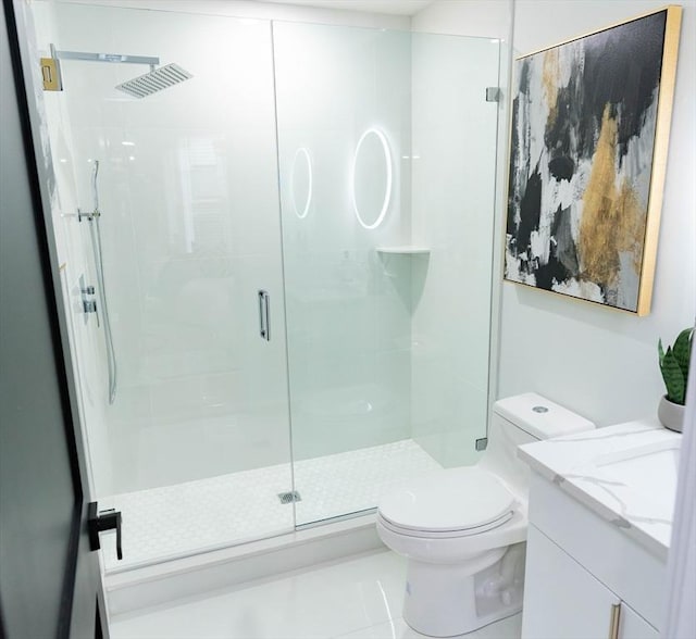 567 Park St Unit 1And B, Boston, MA 02124 - full bath featuring a stall shower, toilet, vanity, and tile patterned flooring