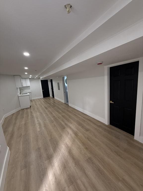 567 Park St Unit 1And B, Boston, MA 02124 - unfurnished living room featuring baseboards, light wood-style floors, and recessed lighting