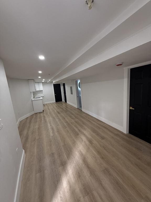 567 Park St Unit 1And B, Boston, MA 02124 - unfurnished living room with baseboards, light wood-style floors, and recessed lighting