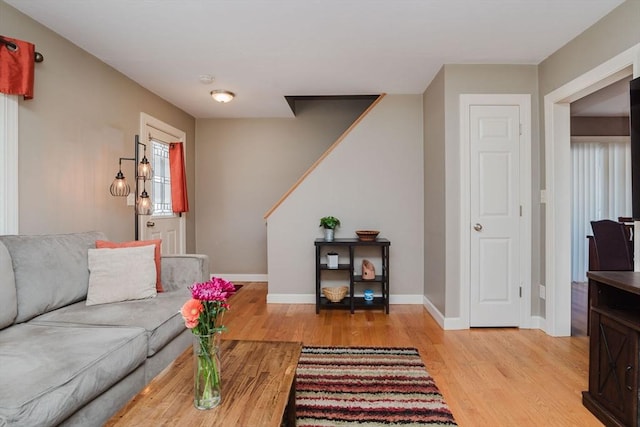 living room featuring light hardwood / wood-style floors