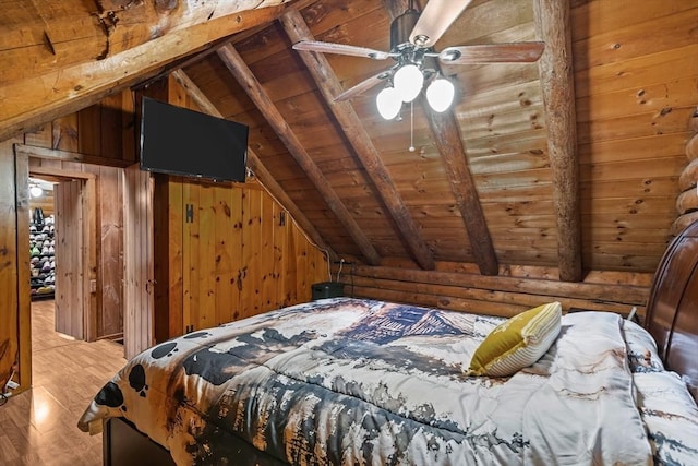 125 Blackstone St, Uxbridge, MA 01569 - bedroom with light wood-style flooring, wood ceiling, and wood walls