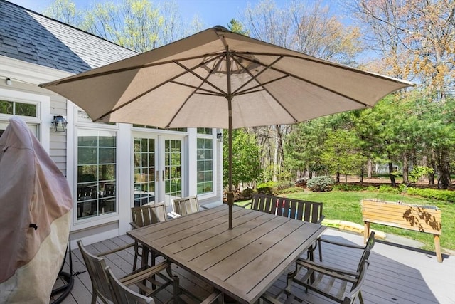 3 Anders Way, Acton, MA 01720 - wooden terrace with outdoor dining area and a yard