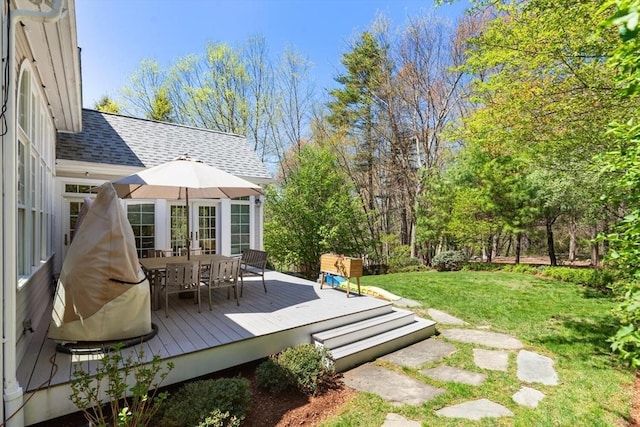 3 Anders Way, Acton, MA 01720 - wooden terrace with a yard and outdoor dining area