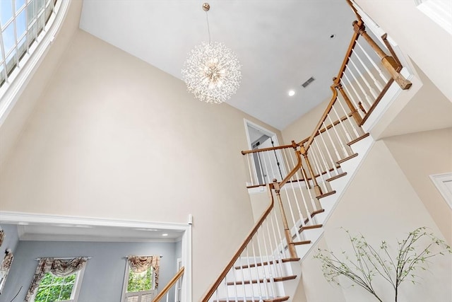 3 Anders Way, Acton, MA 01720 - stairway with a towering ceiling, a chandelier, and recessed lighting