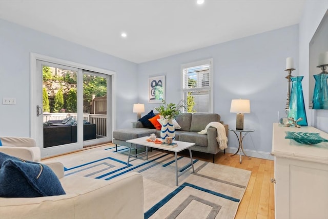 31-33 New Ocean St, Swampscott, MA 01907 - living area featuring hardwood / wood-style floors and recessed lighting