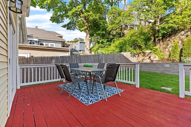31-33 New Ocean St, Swampscott, MA 01907 - wooden terrace with a fenced backyard and outdoor dining area