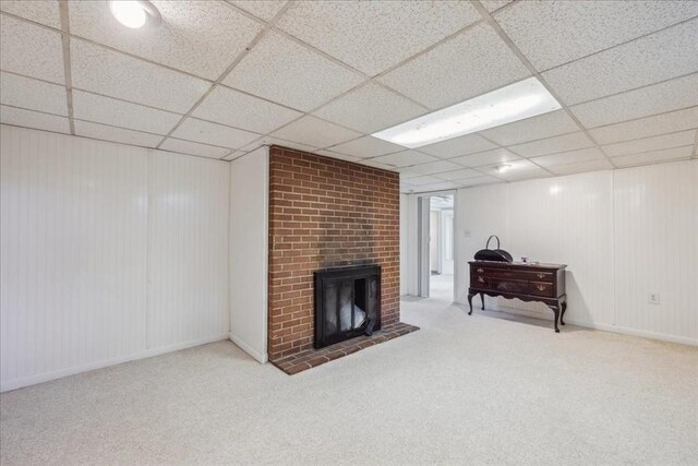 7 Wilbur Ct, Saugus, MA 01906 - finished basement featuring a fireplace, carpet flooring, and a drop ceiling