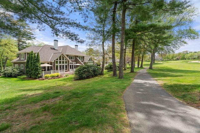 view of grassy yard with driveway
