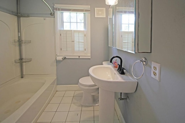 1 Stratford Rd, Holyoke, MA 01040 - full bathroom with baseboards, tile patterned floors, toilet, and shower / bath combination