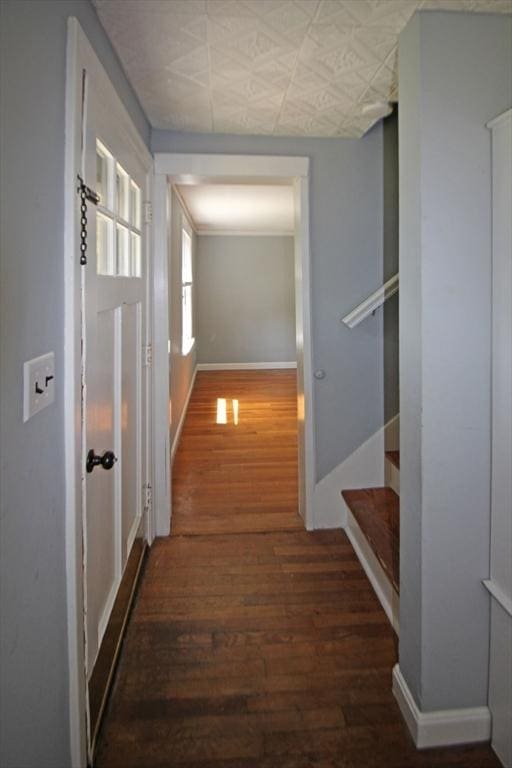 1 Stratford Rd, Holyoke, MA 01040 - hall featuring wood finished floors, baseboards, and stairs