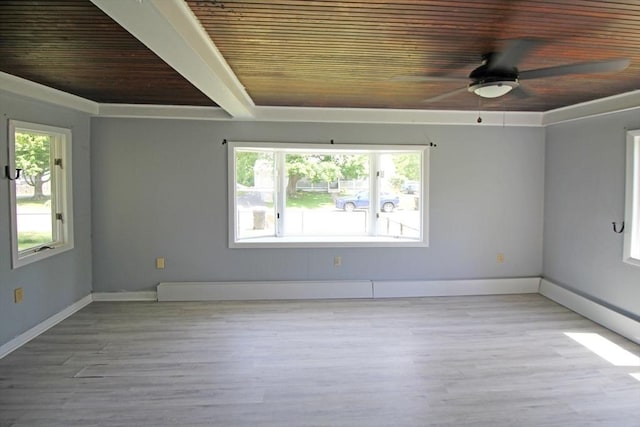 1 Stratford Rd, Holyoke, MA 01040 - spare room featuring wooden ceiling, ceiling fan, wood finished floors, and baseboards