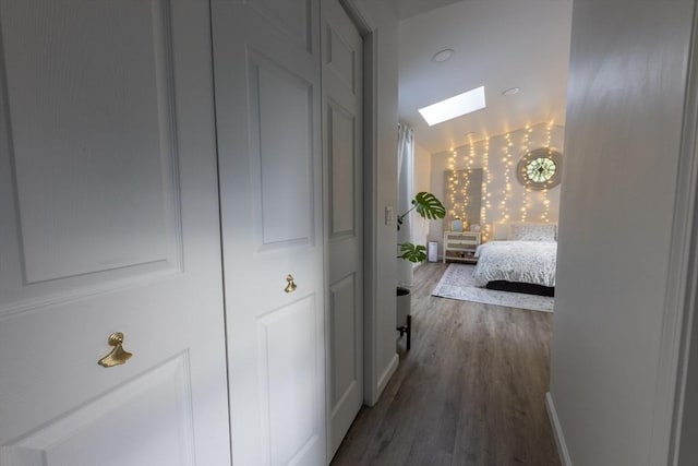 400 Loomis St, Westfield, MA 01085 - hall featuring a skylight, dark wood-type flooring, and vaulted ceiling